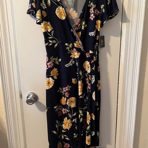 Irene Faux Wrap Brushed Knit Maxi Dress